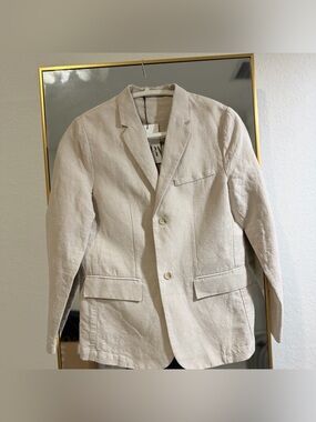 New Zara Cream Linen Blend Blazer Jacket Boys Size 13-14